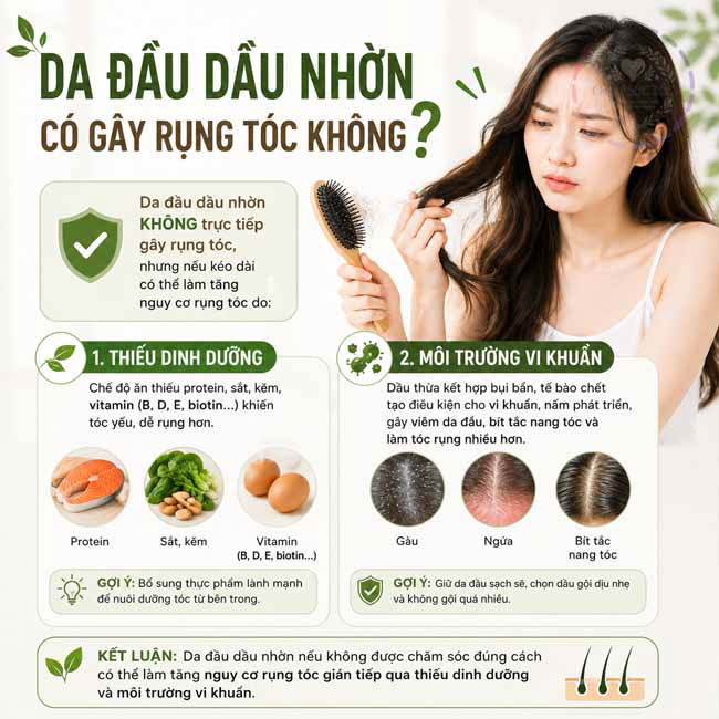 Da đầu dầu nhờn có gây rụng tóc không?