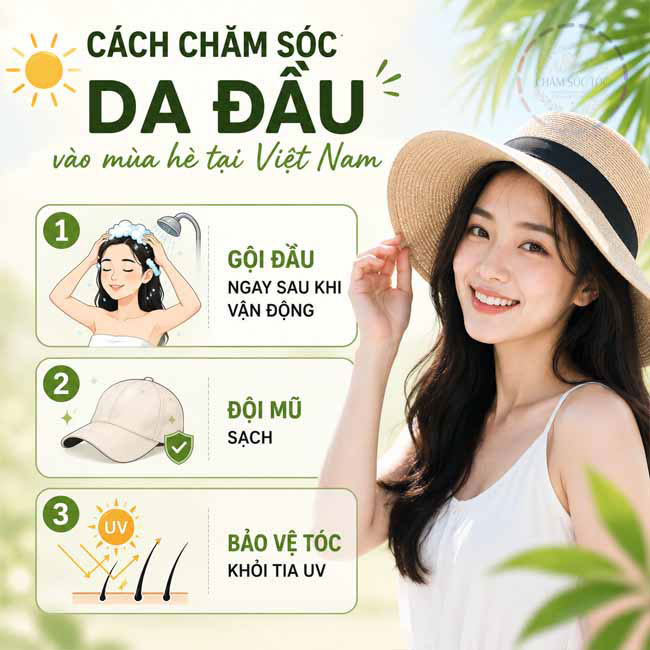 Cách chăm sóc da đầu vào mùa hè tại Việt Nam