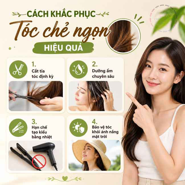 Cách khắc phục tóc chẻ ngọn hiệu quả 