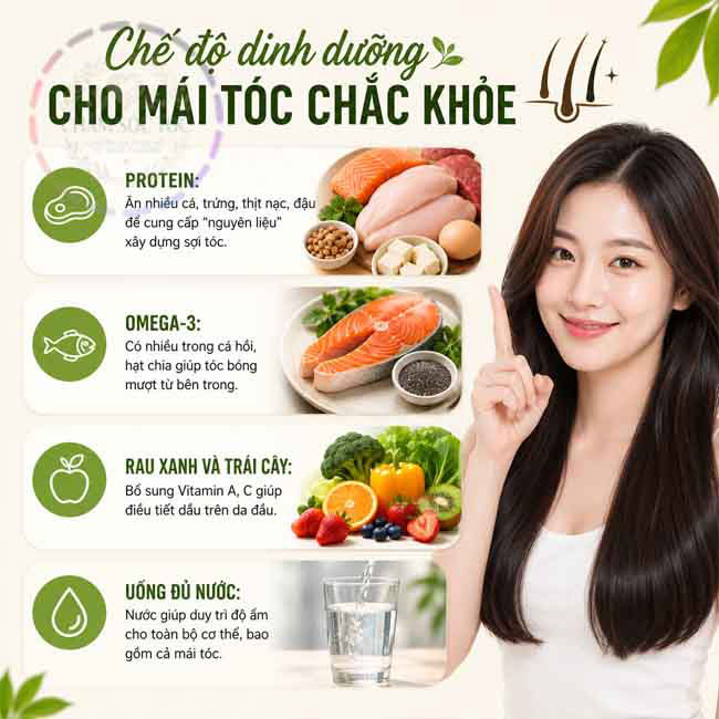 Chế độ dinh dưỡng cho mái tóc chắc khỏe