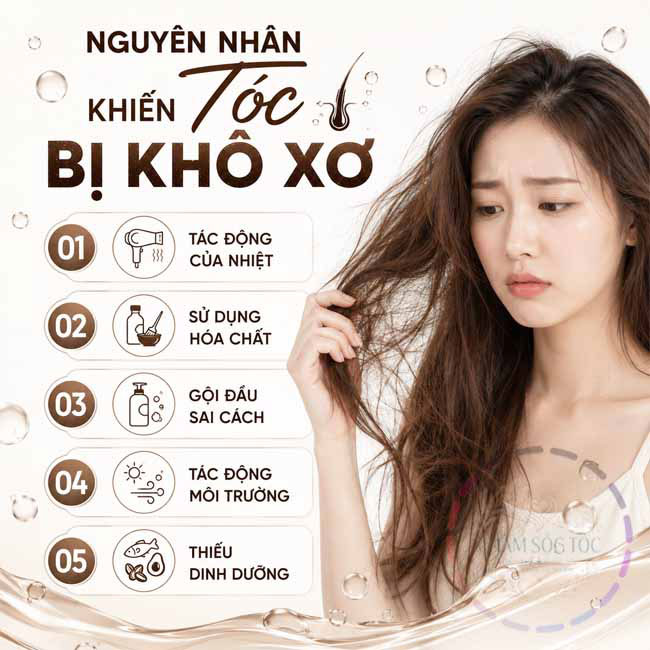 Nguyên nhân khiến tóc bị khô xơ